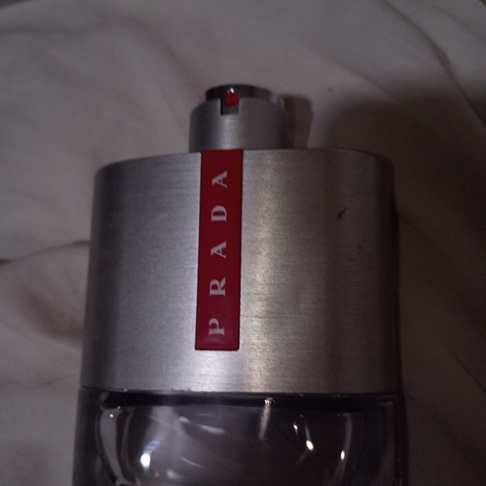 Prada Silver & Clear Eau de Parfum Bottle - Red Logo